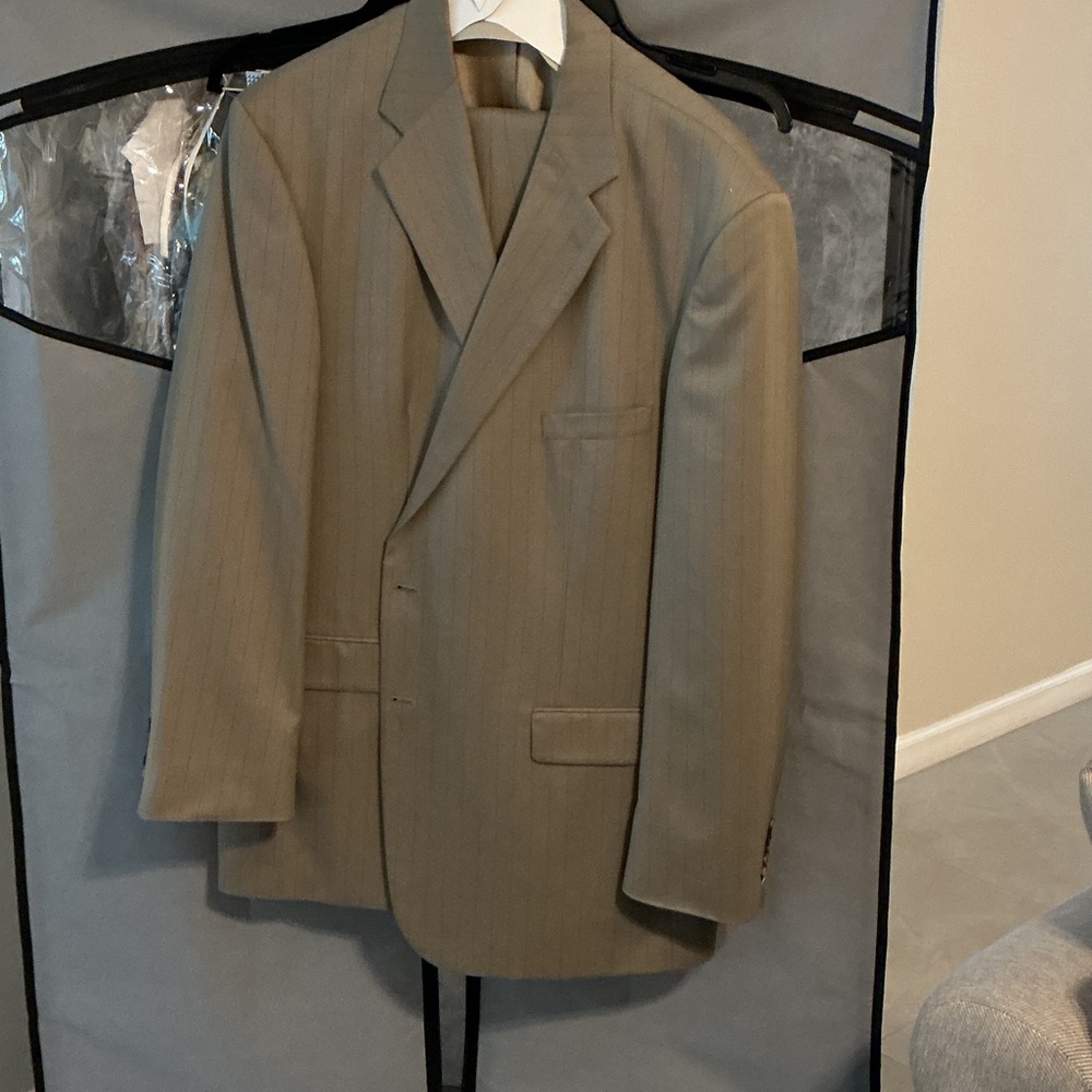 Baracuta Pinstripe Tan Men's Suit Big & Tall